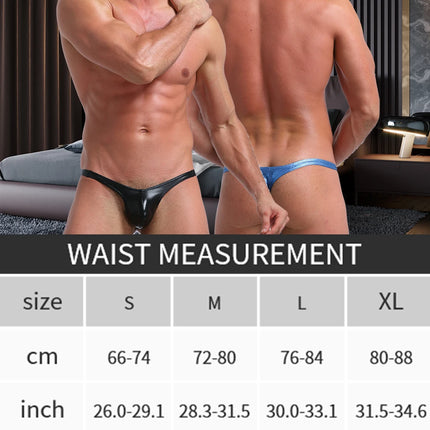 Men's Shiny Bikini Low Rise Thong Touch Feeling PU leather  G-string Contour Pouch Tangas Underwear Smooth Soft Breathable T