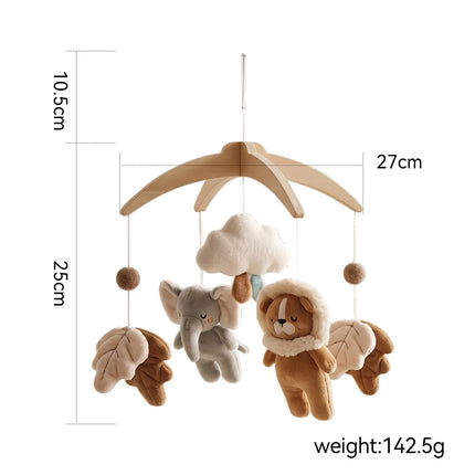 Baby Crib Mobile Rattle Toy For 0-12 Months Cartoon Felt Forest Animal Bed Bell Hanging Wooden Bracket Mobile Newbaby Rattle Toy