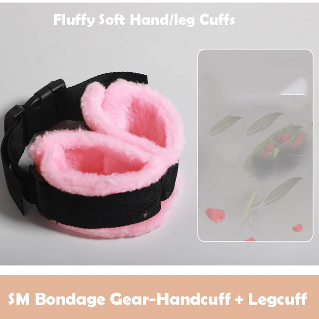 BDSM Handcuff Sex Toy SM Bondage Hand Cuff Gears Soft Adult Sex Games Fetish Back Pull Handcuff Sex Toy Set Female Restraint Set