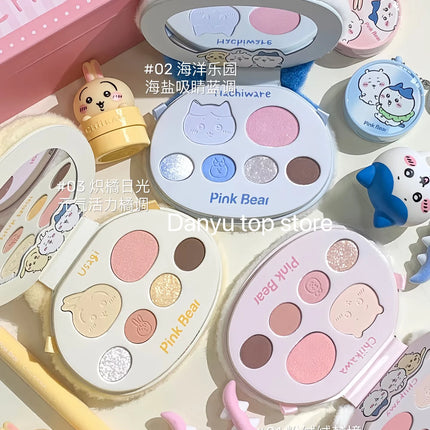 Pinkbear 6-Color Eyeshadow Palette Matte Waterproof Milk Tea Brown Pink Lasting Natural Eyes Makeup Cosmetics