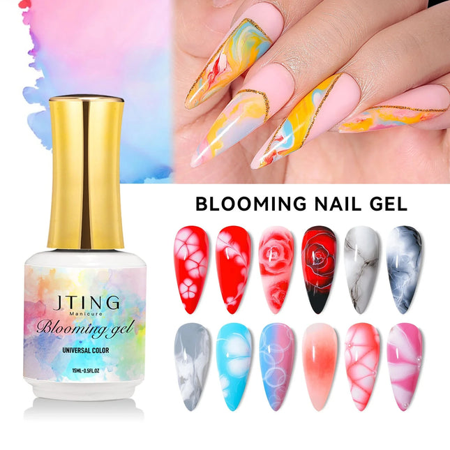 JTING 1pc Nail Polish Blooming Gel Top Coat Nails Clear Bloom Gel nail Polish Uv Semi-permanent varnish Gradient Effect Nail Gel