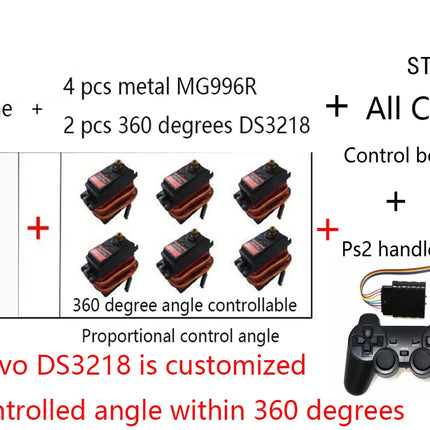 360 Degrees 6 DOF Robot Metal Alloy Mechanical Arm Claw Kit MG996R for Arduino Robotics Kit Educational Ps2 Programmable Toys