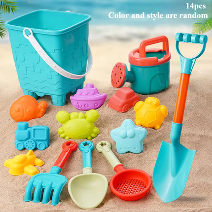 Children's beach toy set, play with sand, digging tools, beach bucket, perfect summer gift for children, random colors and style