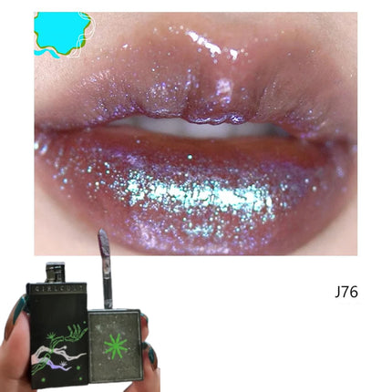 Girlcult Black Shimmer Lipgloss Pearlescent Chameleon Glitter Lip Tint Lip-Plumping High Shine Moisturizing Lipstick 3.5g
