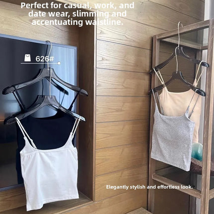 New Women's Slim Fit Tank Top Pure Color Summer Outerwear with Chest Pad Bal Base irt Sli Versatile Casual Wear