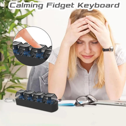 4Keys Keyboard Key Irritability Toy, Finger Pressure Relief Button, Adult Office Stress-relieving and Calming Key Chain Gift