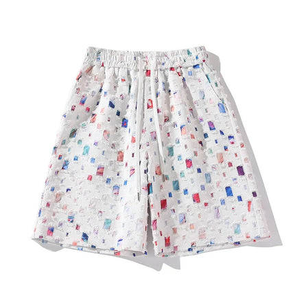 2025 Summer New Plaid Checked Oversize Shorts Men Black/White Soft Comfortable Drawstring Shorts Plus Size 5XL-M Jogger Clothing