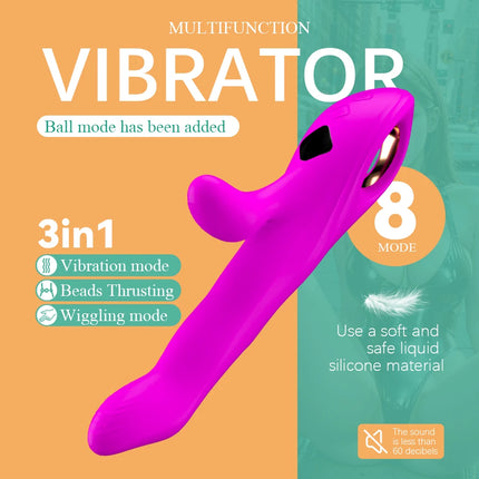 Telescopic Vibrating Thrusting Swing Rabbit Vibrator Female Clitoris Stimulator G Spot Dildo Sex Toys for Adult Goods for Women