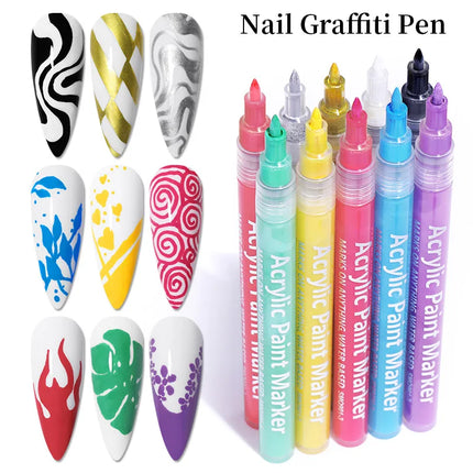 Nail Art Drawing Pen Graffiti Nail Acrylic Pen Waterproof Painting Liner DIY 3D Abstract Line Nail Art Beauty Tool Manicure