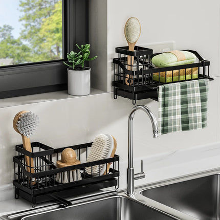 Dishwashing sponge kitchen holder rack organization Drill-free wall-mounted long brush drain racker display storage home use