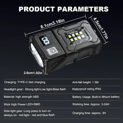 Mini Portable LED COB Flashlight with Pen Clip Head Rotation Magnetic Torch Built-in Battery Rechargable Outdoor Camping Lantern