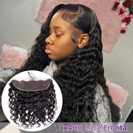 4x4Lace closure Deep Wave Transparent HD Lace Closure 13x4 Deep Wave Closure Brazilian Virgin Remy Human Hair Swiss Lace Closure
