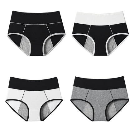 4Pcs Women's Panties High Waist Leak Proof Menstrual Pants Widen Period Underwear Physiological Cotton Plus Size Female Briefs