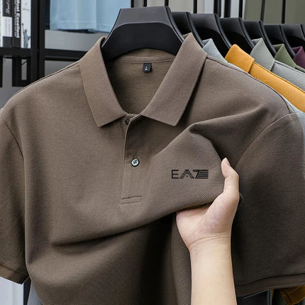 Luxury brand polo shirt short-sleeved letter-printed men's top summer 100% cotton comfortable breathable casual lapel T-shirt
