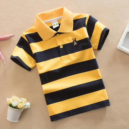 Children's clothing short sleeved T-shirt summer clothes boys and girls striped polo shirt elastic cotton round neck T-shirt 0-1