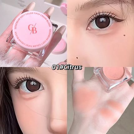 Gegebear Soft Blush Cream Tender and Multi-color Korean Style Contouring Lip Gloss Multi-purpose Rouge Cream