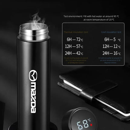 Car Smart Thermos Bottle With Temperature Display Coffee Cup For Mazda 3 6 Atenza Axela Demio CX3 CX5 MP MS RX8 Car Accessories