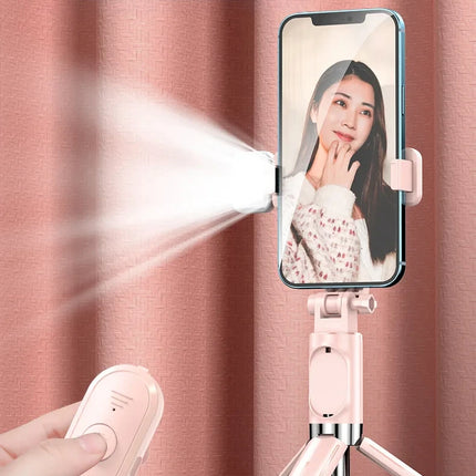 Bluetooth Remote Extendable Selfie Stick Tripod Stand for iPhone Samsung, Tiktok Live Streaming Portable Telescopic Phone Stand