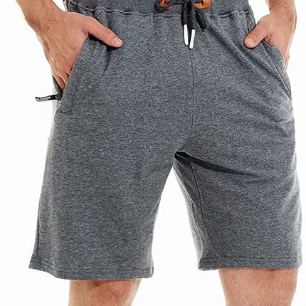 Drawstring Men's Cotton Shorts, Cozy Fit Slim Elastic Sports Shorts Man Casual Running Trendy Sweatpants Male Clothing