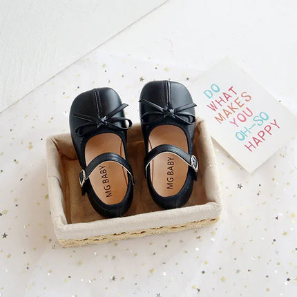 Fashion Mary Janes Shoes For Baby Butterfly Girls Flats Soft Singe Shoes For Kids Girls PU Leather Shoes