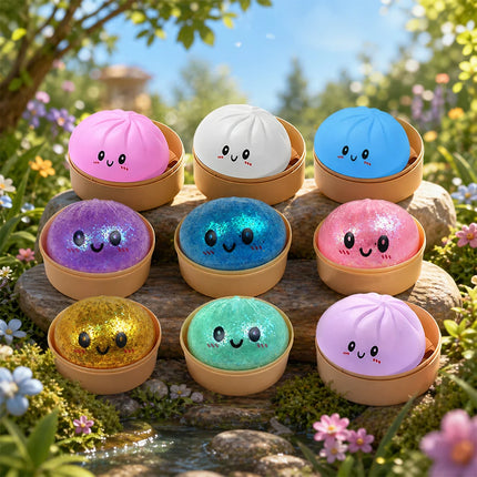 Hot Giant Dumpling Squishies Bun Toy, Slow Rising Glitter Dumpling Stress Ball, Stress Relief Fidget Toy for Home Office toys
