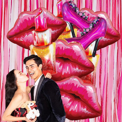 Lipstick Balloon Large Lip Heart Foil Balloons for Spa Makeup Girl's Party Decors Bridal Shower Wedding Valentine's Day Supplies
