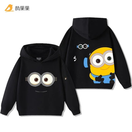 Children's cartoonMinions pattern printed hooded sweatshirt for boys and girls suitable for autumn andwinter a warm top for kids