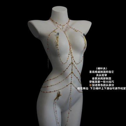 Sexy Sultry Body Chains Rhinestone Collars Nipple Clitoral Clamps Anal Plugs Feminine Erotic Accessories BDSM Training Sex Toys