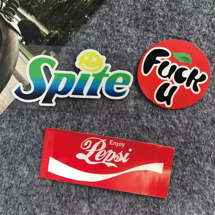 Car Stickers Pepsi Cola Fanta Sprite Logo Creative Funny Car Rear Trunk Side Window Glass Sticker Motorcycle Electric Car Decals