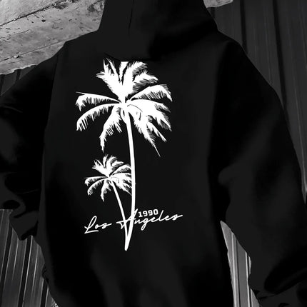 Coconut Tree Pattern Men's Fashion Printed Hooded Sweatshirt，Front and back printed hoodie, a fashionable and unique item