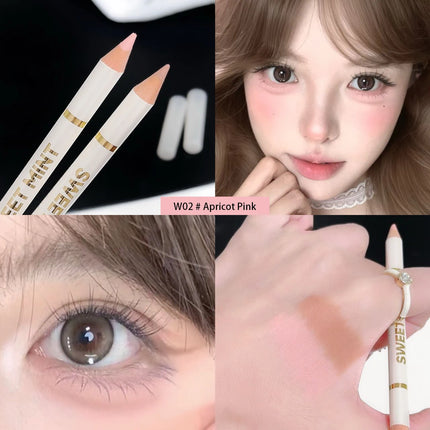 2-in-1 Apricot Pink Matte Under Eye Pencil Aegyo Sal Matte White Highlighter Lying Silkworm Pen Eye Makeup Easy To Use Eyeshadow