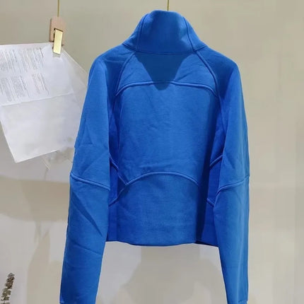Fashionable Solid Color High-end Zipper Sweatshirt for Women Autumn Winter New Loose Lazy Style Casual Pullover Versatile Top