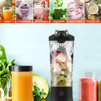 Portable blender with 20oz cup, USB-C rechargeable, self-cleaning, cordless for smoothies, gym, office.
