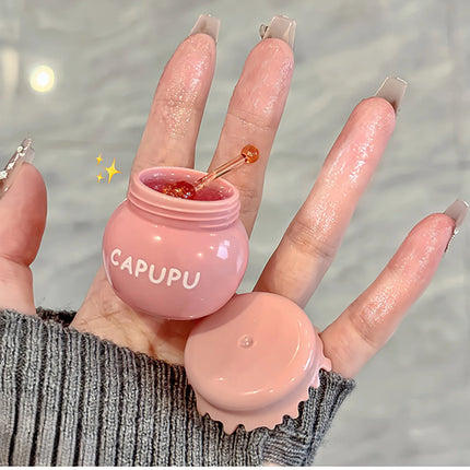 1Pcs Peach Jelly Lip Balm Clear Moisturizing Hydrating Reduce Lip Lines Honey Lip Oil Fruit Lipstick Lips Care Makeup Cosmetics
