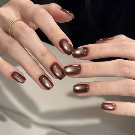 1pcs TC Coffee Brown Cat Eye Gel Nail Polish Whitening Caramel Maillard Brown Glass Bead Nail Art Holiday DIY Nail Polish Design
