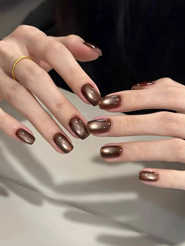 1pcs TC Coffee Brown Cat Eye Gel Nail Polish Whitening Caramel Maillard Brown Glass Bead Nail Art Holiday DIY Nail Polish Design