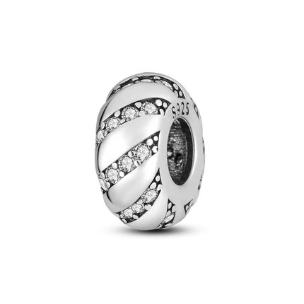 Inlaid Zircon Charm Beads 925 Sterling Silver Color Love Heart Snake Dangle Fit Original Bangle Bracelet Charms Pendant Jewelry