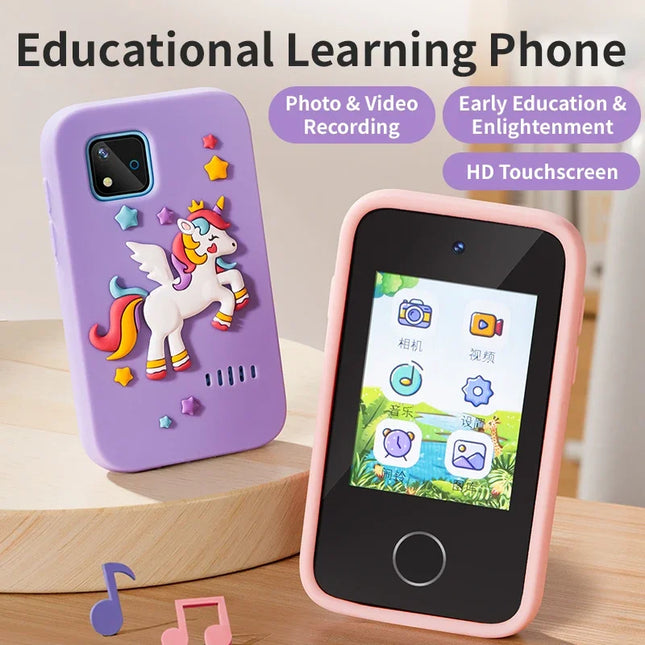 Kids Smart Phone Camera Toy 2.4in Touchscreen Unicorn Baby Multilingual With Music Digital Camera Toys for Girls Boys Age 3-8