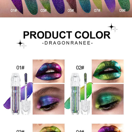 Optical Chameleons Eye Glitter Pigment Monochrome Holographic Navy Blue Green Shiny Metallic Liquid Lip Gloss Eye Shadow Stick