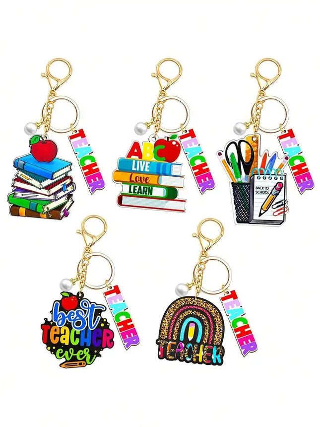5pcs Teacher Appreciation Keychains For Adults Back To School Gifts
