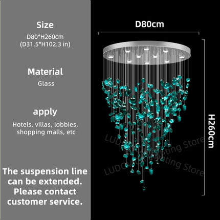 Hotel Sales High Ceiling Chandelier Lobby Restaurant Corridor Creative Hotel Engineering Glass Art Lighting Industry Chandelier