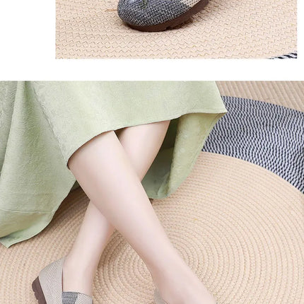 Women's Summer 2025 Breathable Soft-Soled Non-Slip Leisure Mesh Embroidered Flats