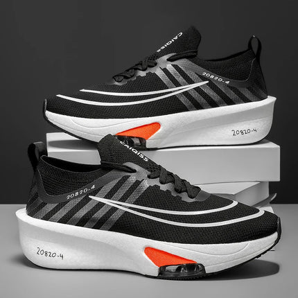 Men's Lightweight Running Shoes - Breathable Low-Top Sneakers with Cushioned Soles, Arch Support, and Anti-Slip Texture - Knit Fabric and Mesh Design, Suitable for Marathon, Gym, Jogging, and Gymnastics - Gradient Color - Sne