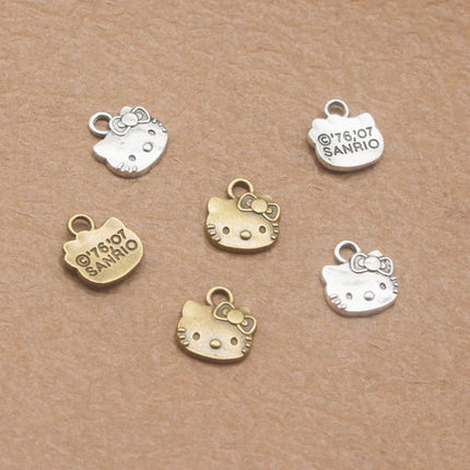 20/200PCS DIY Jewelry Accessories Cute Cartoon Cat Head Pendant Alloy Retro Bracelet Necklace Pendant Accessories
