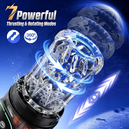 Automatic Thrusting Rotation Male Masturbator Sucking Licking LCD Penis Pump Water SPA Real Pocket Pussy Sex Toys for Men