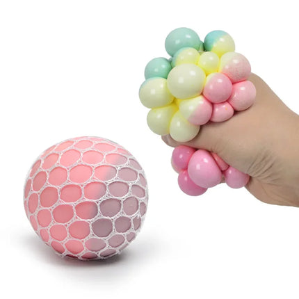 6CM Hand Squeezed Tri Color Flour Grape Tennis Ball Decompression Toy TPR Sticky Slow Rebound Adult Pressure Ball Gift