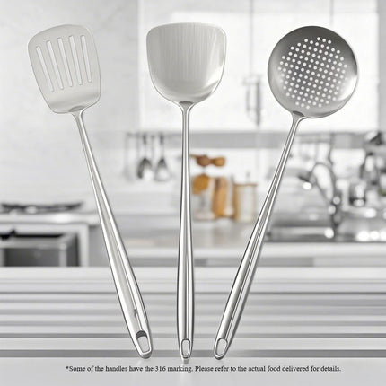 Food Stainless Steel Wok Spatula Metal kitchen utensils Slotted Turner Spoon Ladle Cooking Tools Utensil Set Kitchen Accessories