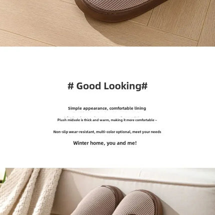 2023 New Winter Fleece-lined Cotton Slippers For Men Women Home Use Non-slip Thick Bottom Indoor Outdoor Wear Couples Warm