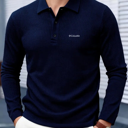 High-end branded printed polo shirt men's fashionable long-sleeved top autumn new comfortable breathable business casual T-shirt