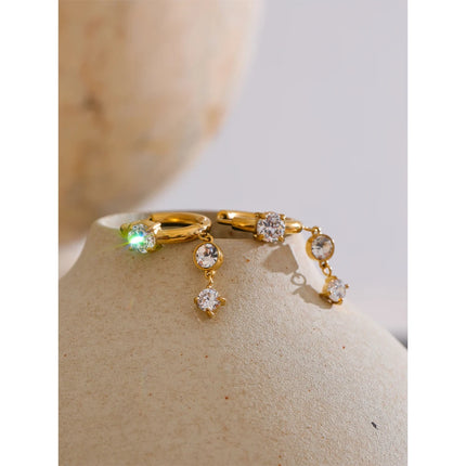 Yhpup High Quality Stainless Steel Shiny Cubic Zirconia Drop Earrings Gold Platinum PVD Plated Delicate Chic Jewelry Recommend
